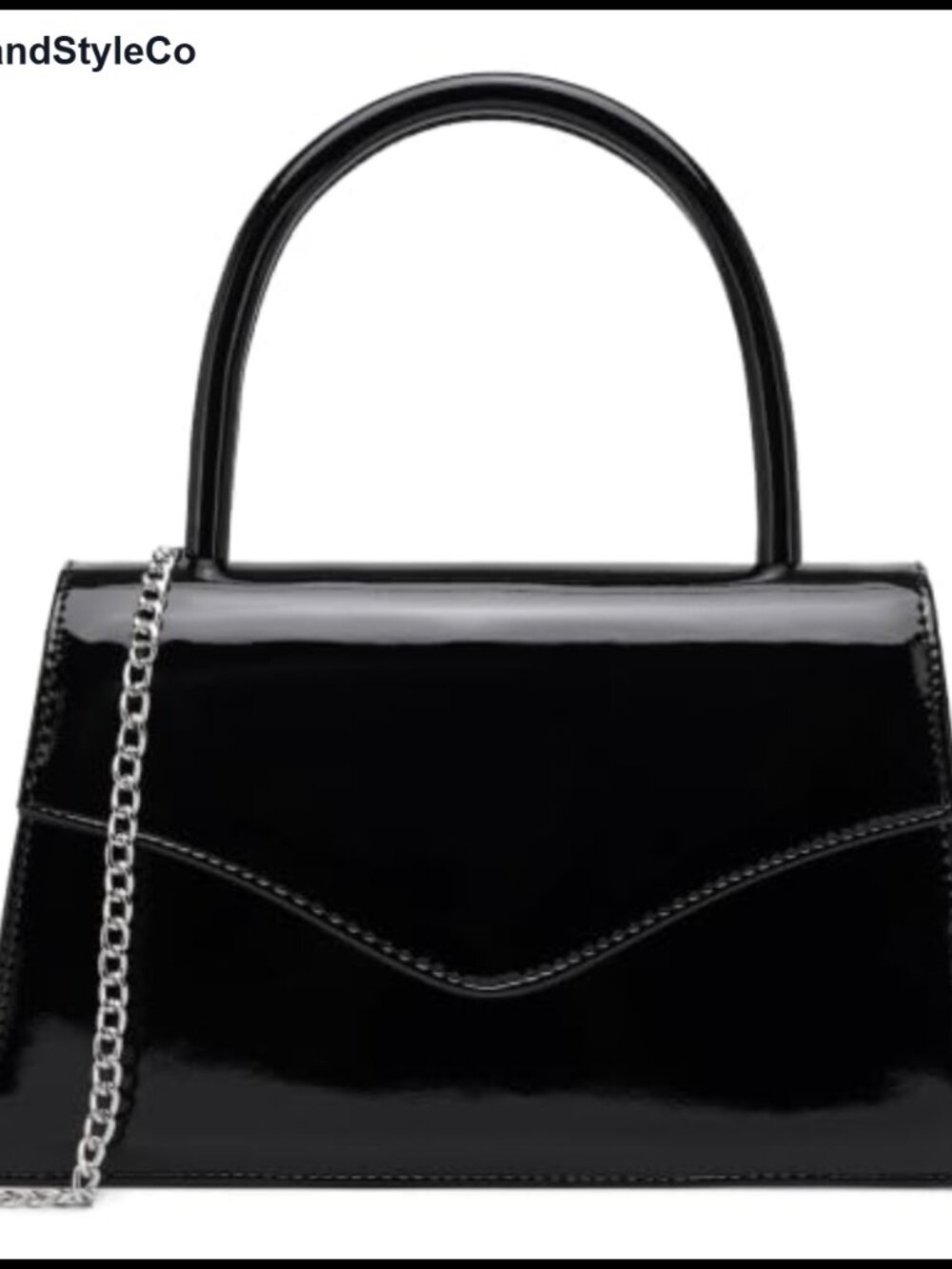 Faux Patent Leather Clutch Top Handle Evening Bag